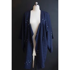 VINTAGE shibori indigo dyed kimono wrap silk